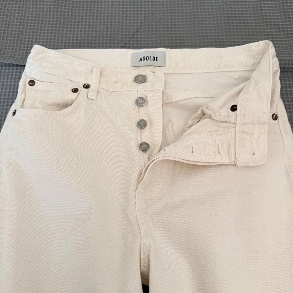 AGOLDE Ren Wide Leg Jeans 26 White High Rise Regenerative Cotton Button fly